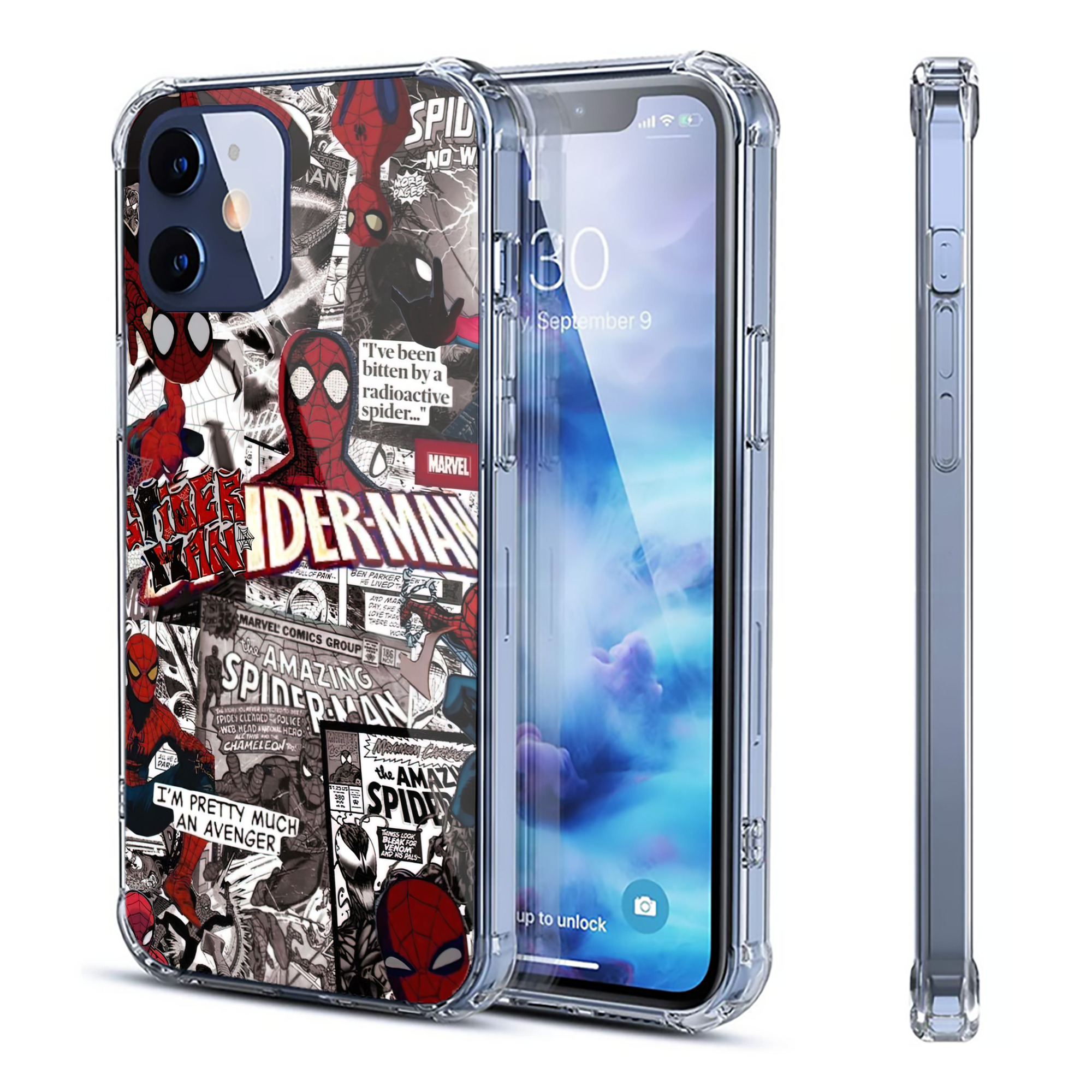 （画像用） Spider Man スパイダーマン 【iPhone 12シリーズ対応】透明スマホケース（クリアソフトケース）